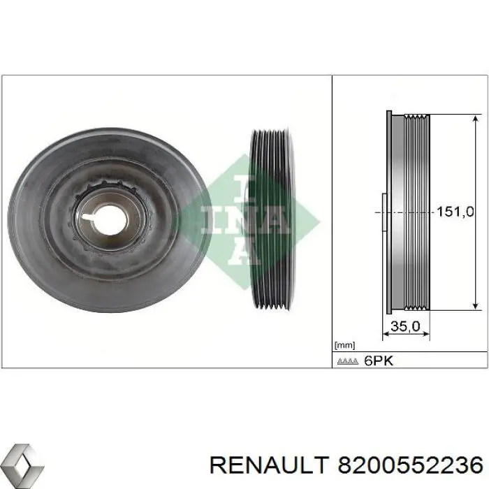 Polea de cigüeñal 8200552236 Renault (RVI)