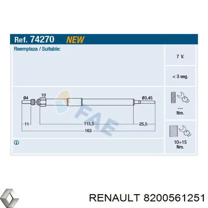 Comprar 8200561251 Renault (RVI) Calentadores diésel
