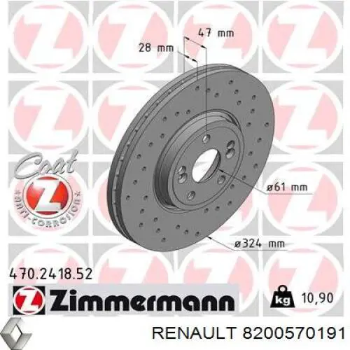 Freno de disco delantero Renault Espace 4 JK0