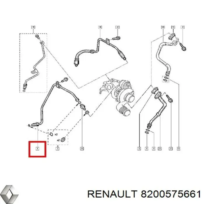 Tubo de suministro de aceite a la turbina Renault (RVI) 8200575661 precio, desde 30,60 EUR