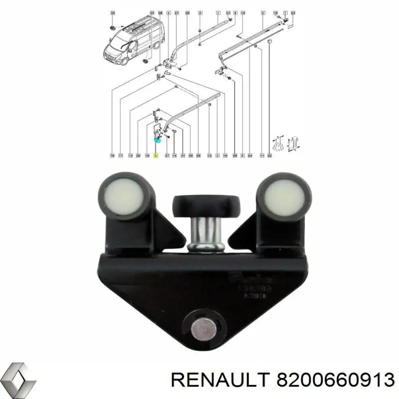 8200660913 Renault (RVI) guía rodillo, puerta corrediza, derecho inferior