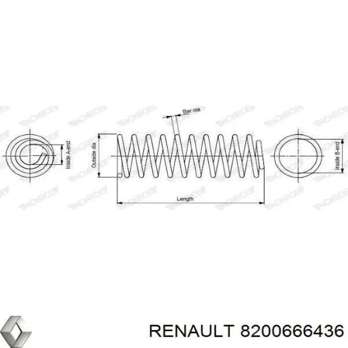 Comprar 8200666436 Renault (RVI) Muelle delantero