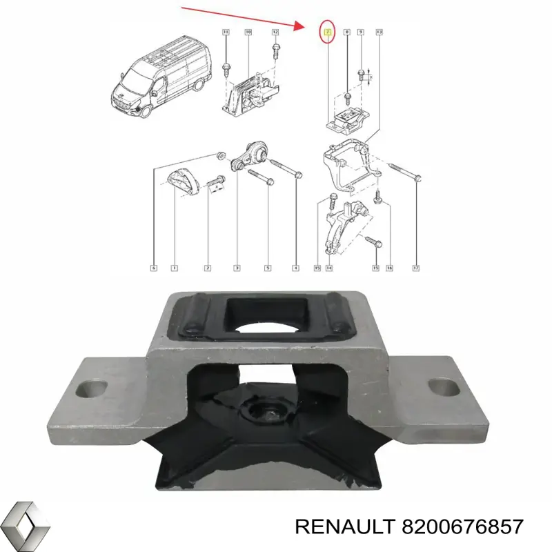 Soporte de motor izquierdo Renault (RVI) 8200676857