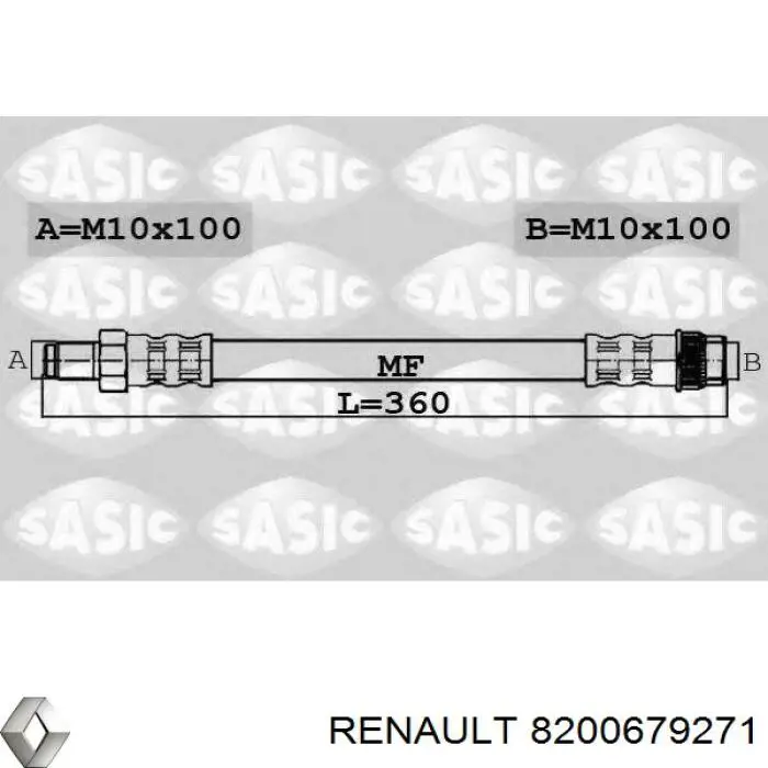8200679271 Renault (RVI) latiguillo de freno trasero