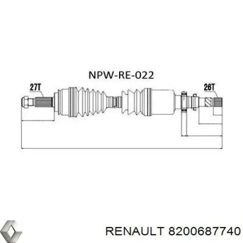 8200687740 Renault (RVI) árbol de transmisión delantero derecho