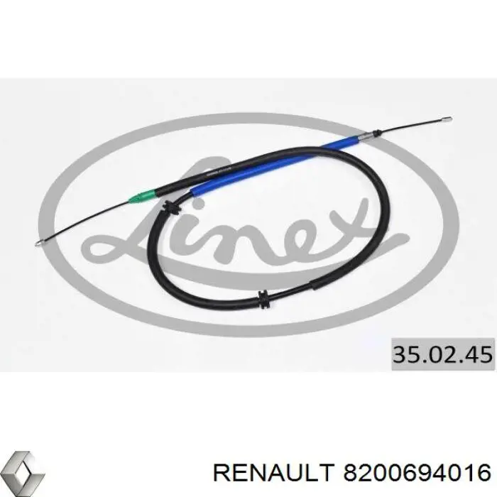 8200694016 Renault (RVI) cable de freno de mano trasero izquierdo