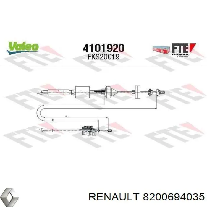 Cable de embrague Renault (RVI) 8200694035 precio, desde 23,29 EUR