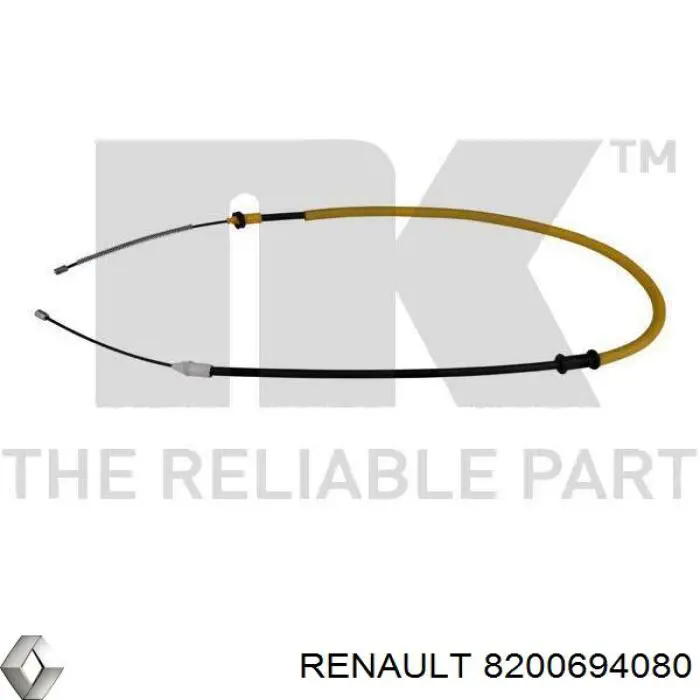 8200694080 Renault (RVI) cable de freno de mano trasero izquierdo