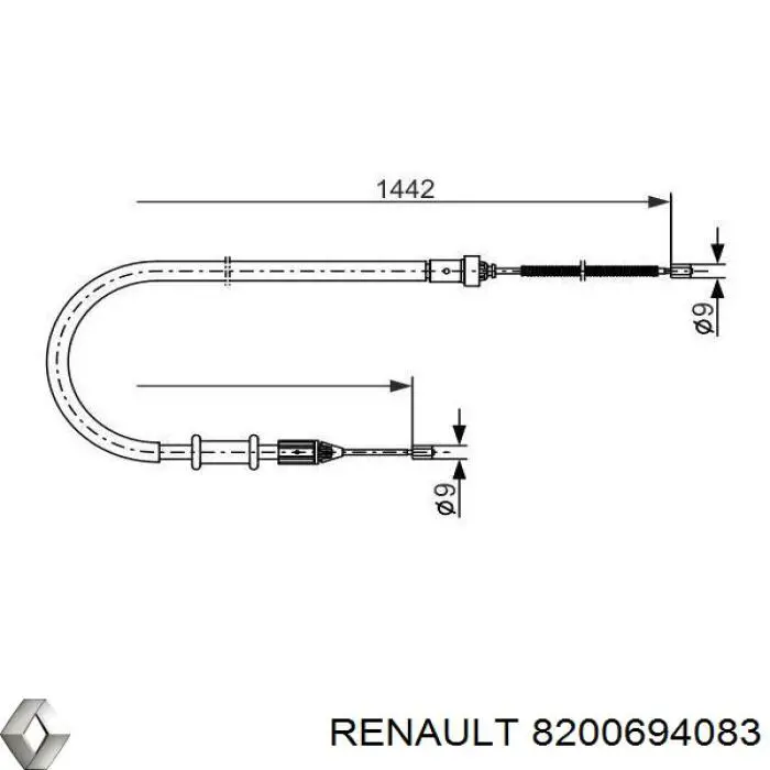 8200694083 Renault (RVI) cable de freno de mano trasero derecho
