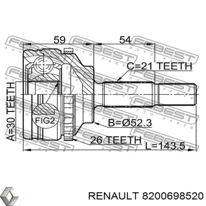 8200698520 Renault (RVI) árbol de transmisión delantero izquierdo