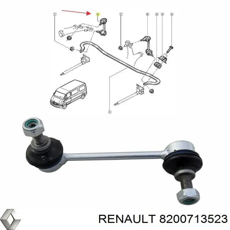 8200713523 Renault (RVI) barra estabilizadora delantera derecha