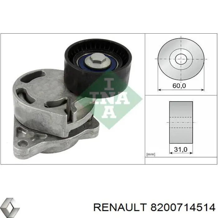 8200714514 Renault (RVI) tensor de correa, correa poli v