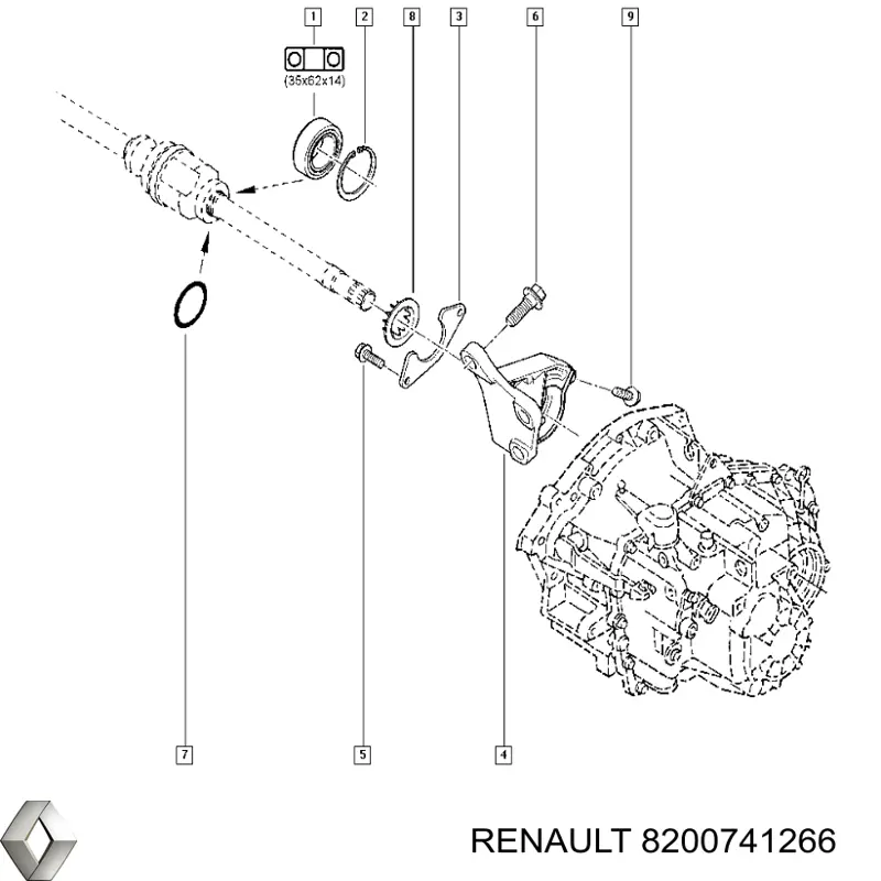 8200741266 Renault (RVI) soporte de rodamiento externo del eje delantero
