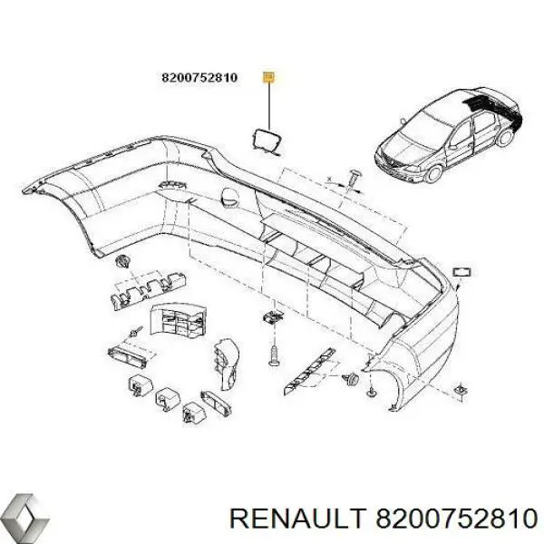Cobertura de parachoques, enganche de remolque, trasera para Renault LOGAN (LS)