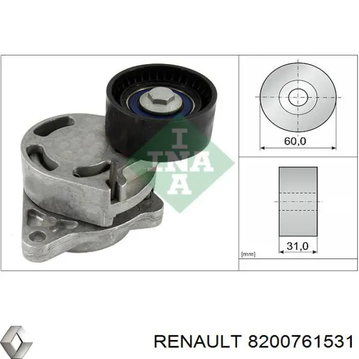 Comprar 8200761531 Renault (RVI) Tensor de correa poli V 