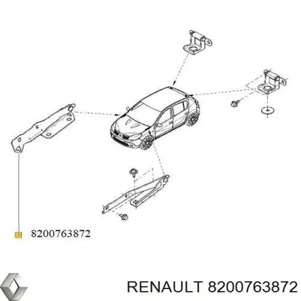 8200763872 Renault (RVI) bisagra, capó del motor derecha