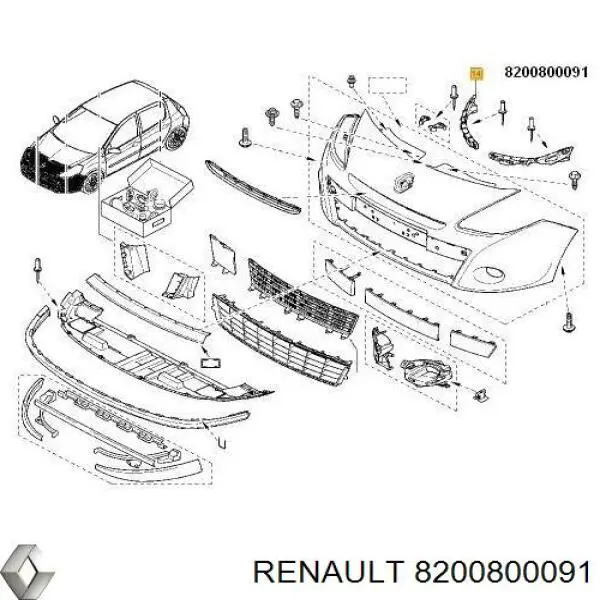 Soporte de paragolpes delantero derecho para Renault Clio (BR01, CR01)