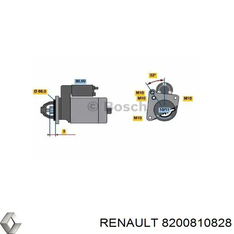 Engranaje del eje intermedio del motor 8200810828 Renault (RVI)