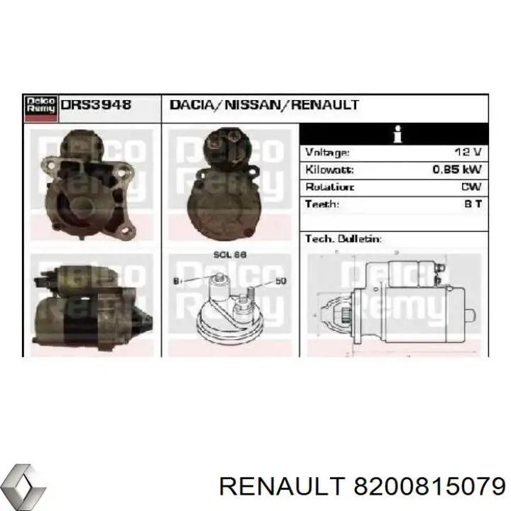 Burro de arranque  Renault (RVI) 8200815079 precio, desde 94,80 EUR