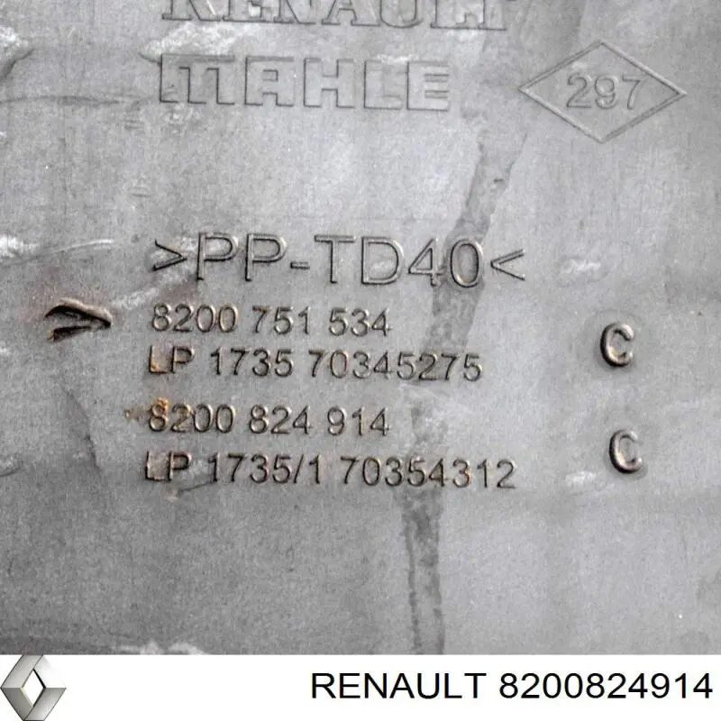 Caja del filtro de aire 8200824914 Renault (RVI)
