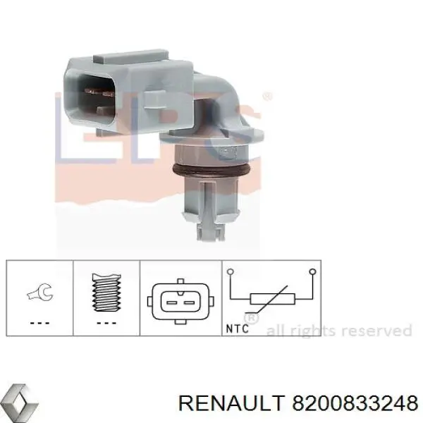 Sensor de temperatura del aire de admisión Renault (RVI) 8200833248 precio, desde 11,77 EUR