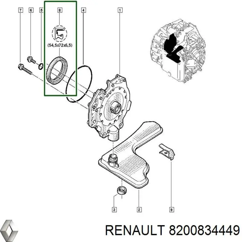 Anillo Reten Caja De Cambios para Renault Fluence (B3)
