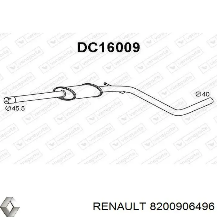 Silenciador central Renault (RVI) 8200906496 precio, desde 51,65 EUR