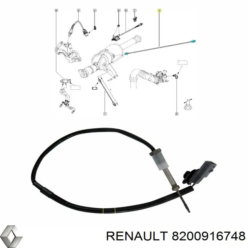 Sensor de temperatura de gases de escape en catalizador Renault (RVI) 8200916748 precio, desde 83,82 EUR