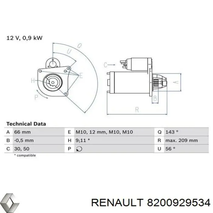 Burro de arranque  Renault (RVI) 8200929534 precio, desde 83,76 EUR