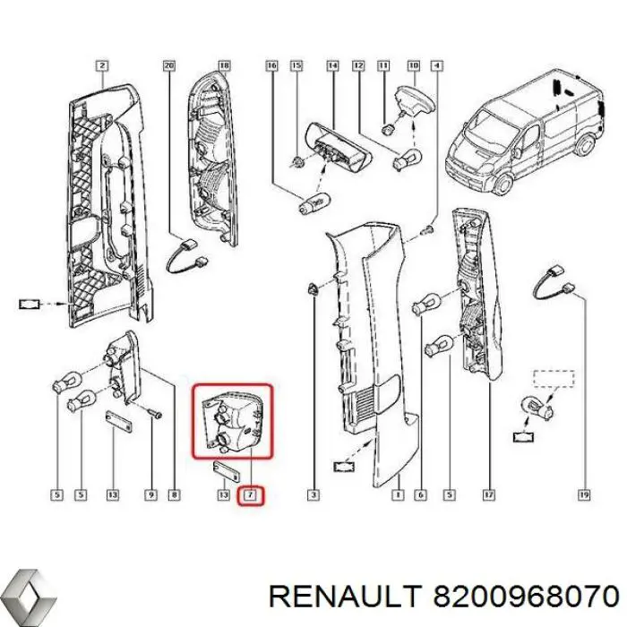 8200968070 Renault (RVI) faro antiniebla trasero izquierdo