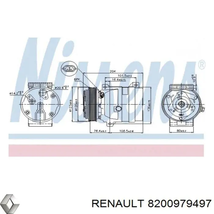 8200979497 Renault (RVI) compresor de aire acondicionado