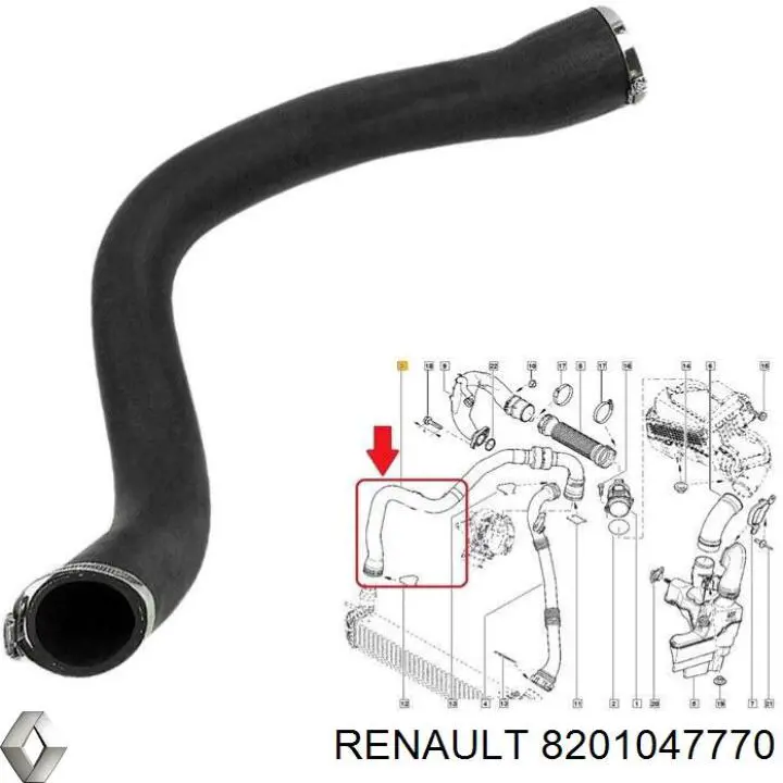 8201047770 Renault (RVI) tubo flexible de aire de sobrealimentación derecho