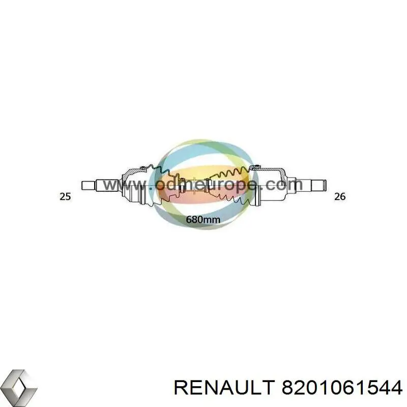 8201061544 Renault (RVI) árbol de transmisión delantero derecho