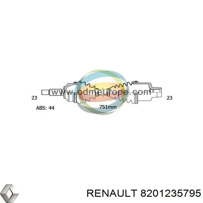 8201235795 Renault (RVI) árbol de transmisión delantero derecho