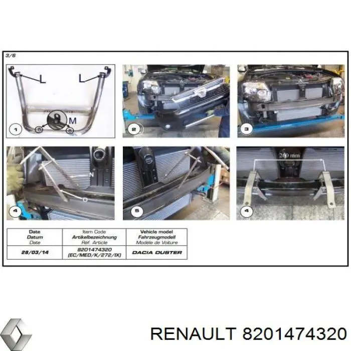 Defensa delantera tipo canguro Renault (RVI) 8201474320 precio, desde 477,72 EUR
