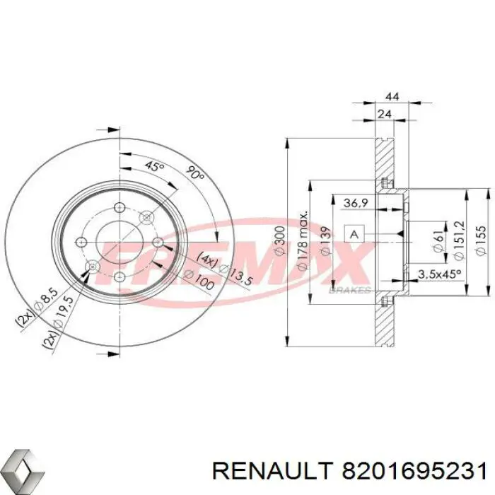 Frenos delanteros Renault (RVI) 8201695231 precio, desde 50,88 EUR