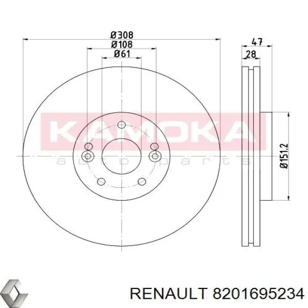 8201695234 Renault (RVI) Discos