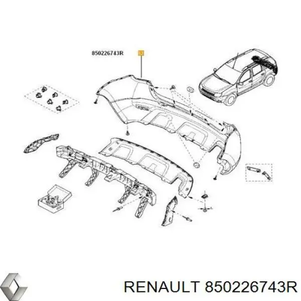 850226743R Renault (RVI) parachoques trasero
