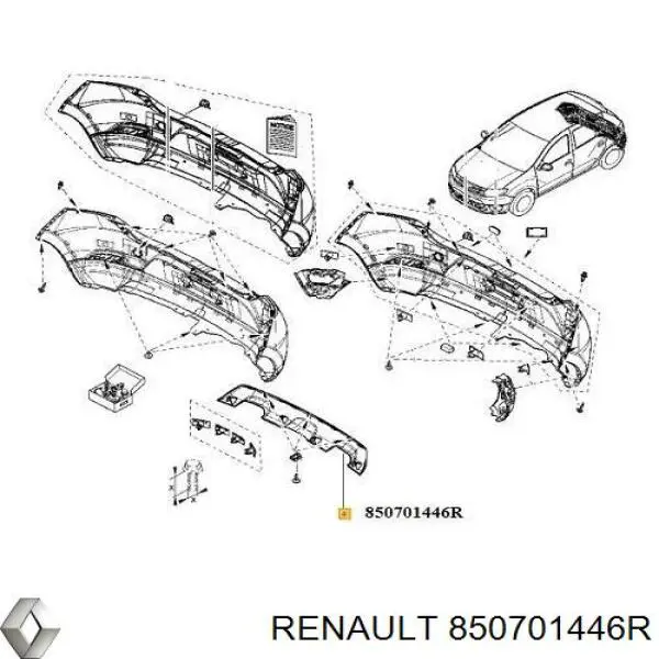 850701446R Renault (RVI) alerón parachoques trasero