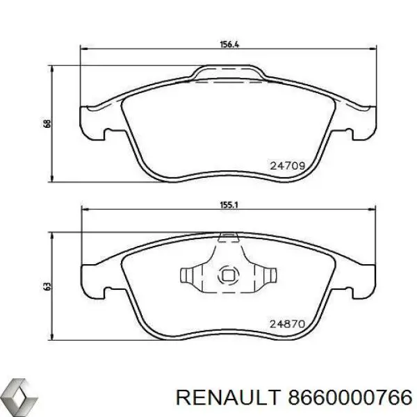 8660000766 Renault (RVI) pastillas de freno delanteras