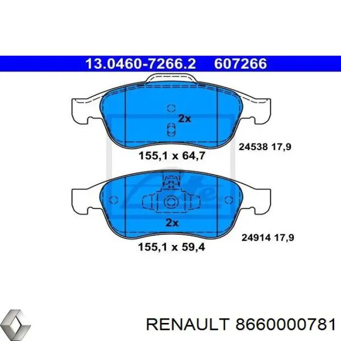 Comprar 8660000781 Renault (RVI) Pastillas delanteras de freno