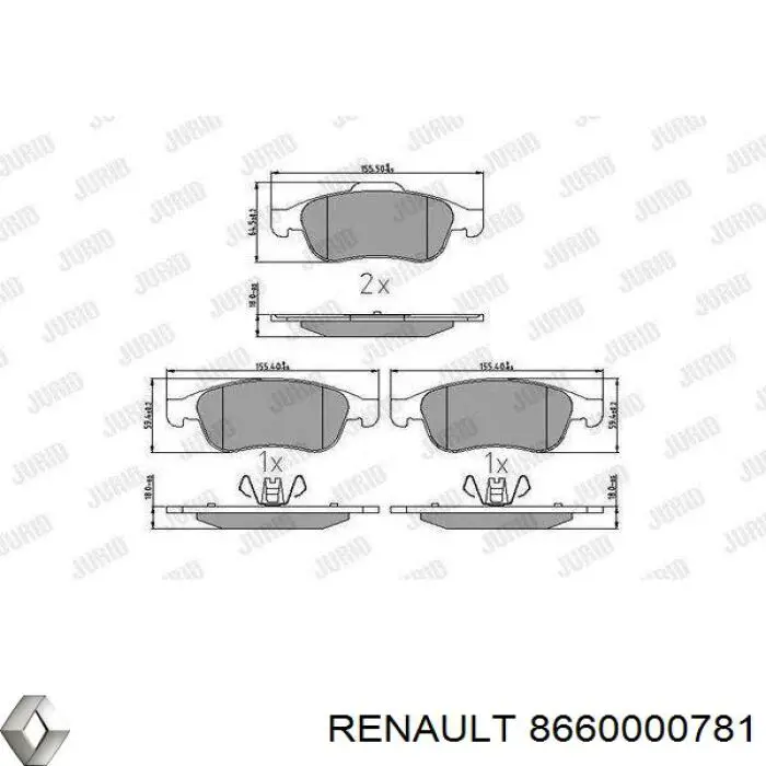 8660000781 Renault (RVI) pastillas de freno delanteras