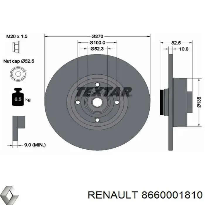 Disco de freno trasero Renault (RVI) 8660001810 precio, desde 75,50 EUR