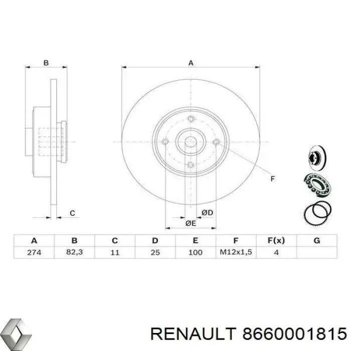 8660001815 Renault (RVI) Freno de disco trasero