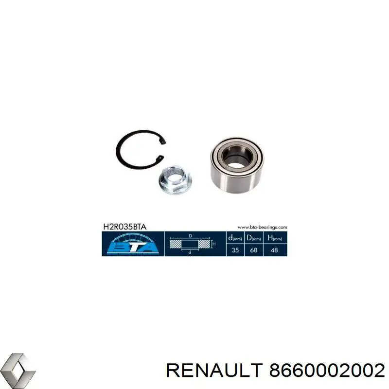 8660002002 Renault (RVI) cojinete de rueda trasero
