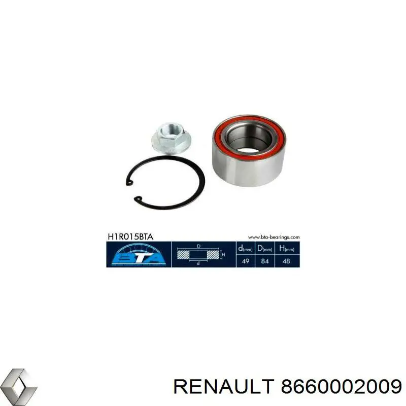 Cojinete de rueda delantero Renault (RVI) 8660002009 precio, desde 39,67 EUR