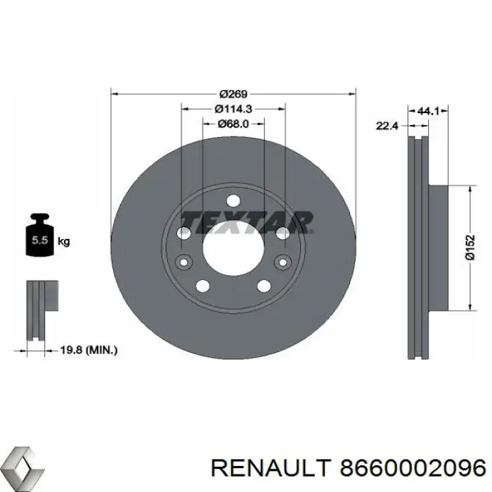 8660002096 Renault (RVI) disco de freno delantero