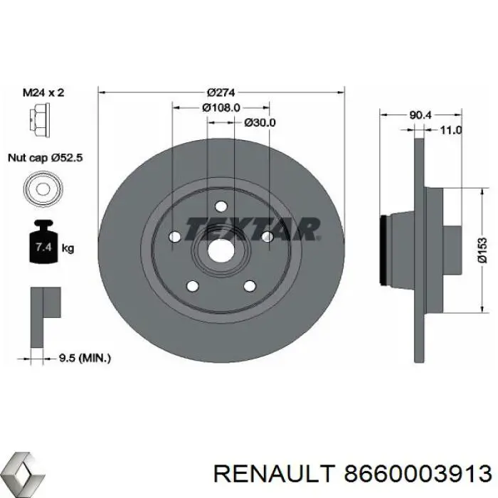 Disco de freno trasero Renault (RVI) 8660003913 precio, desde 84,20 EUR