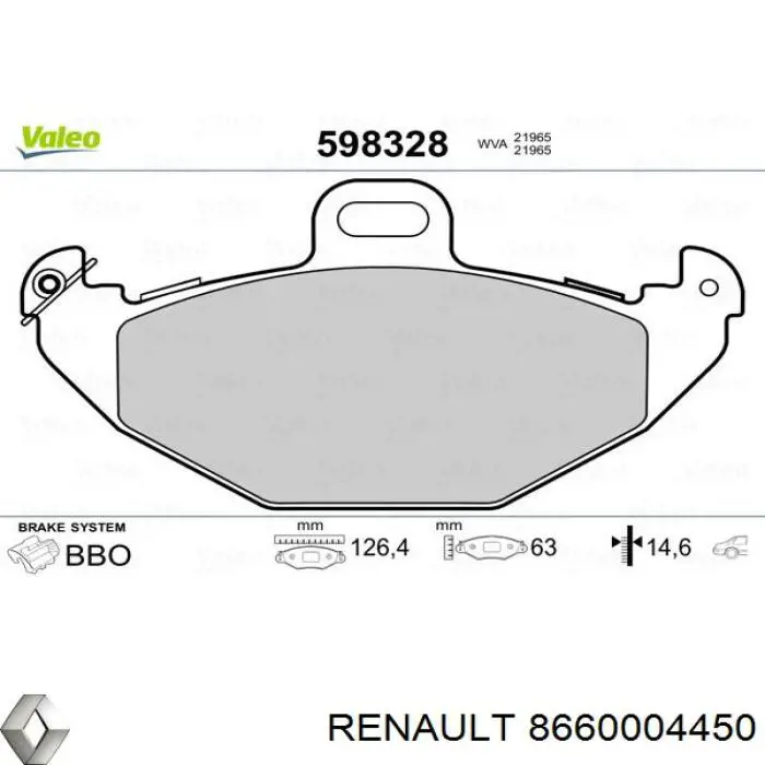 8660004450 Renault (RVI) pastillas de freno traseras