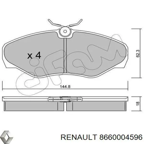 8660004596 Renault (RVI) pastillas de freno delanteras